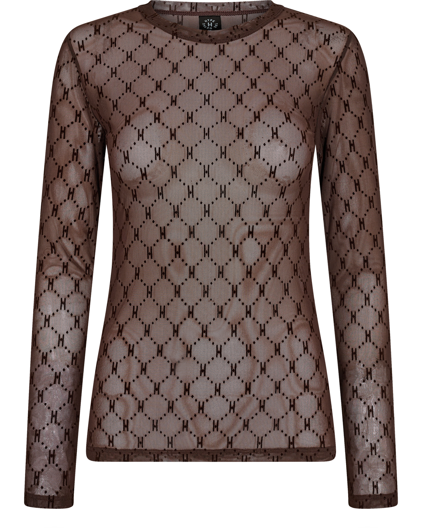 Hype the Detail Mesh Bluse, brown